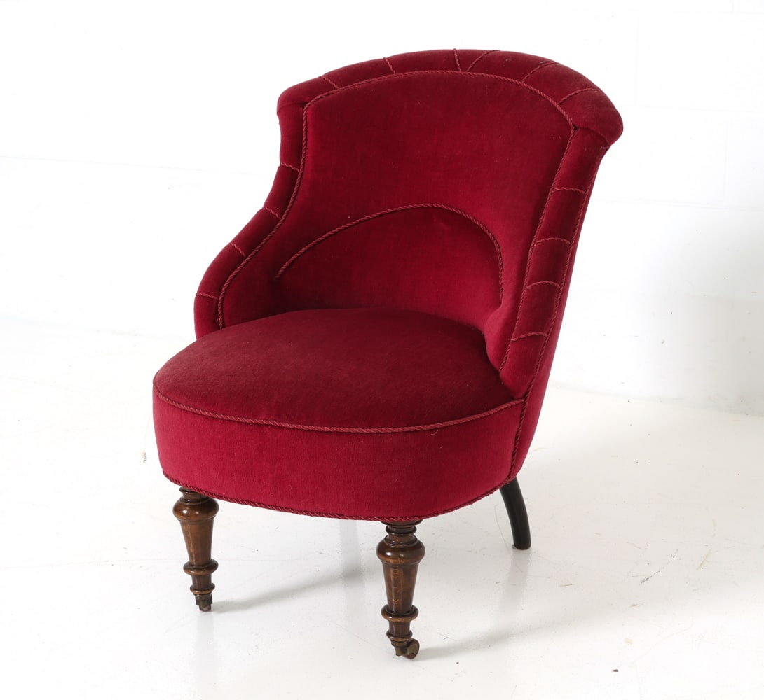 SWEDISH VELVET EMMA SLIPPER CHAIR C. 1920S (1 of 15)
