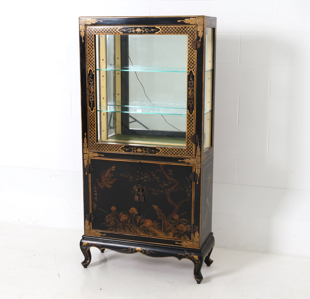 CHINESE CHINOISERIE VITRINE CABINET (1 of 20)