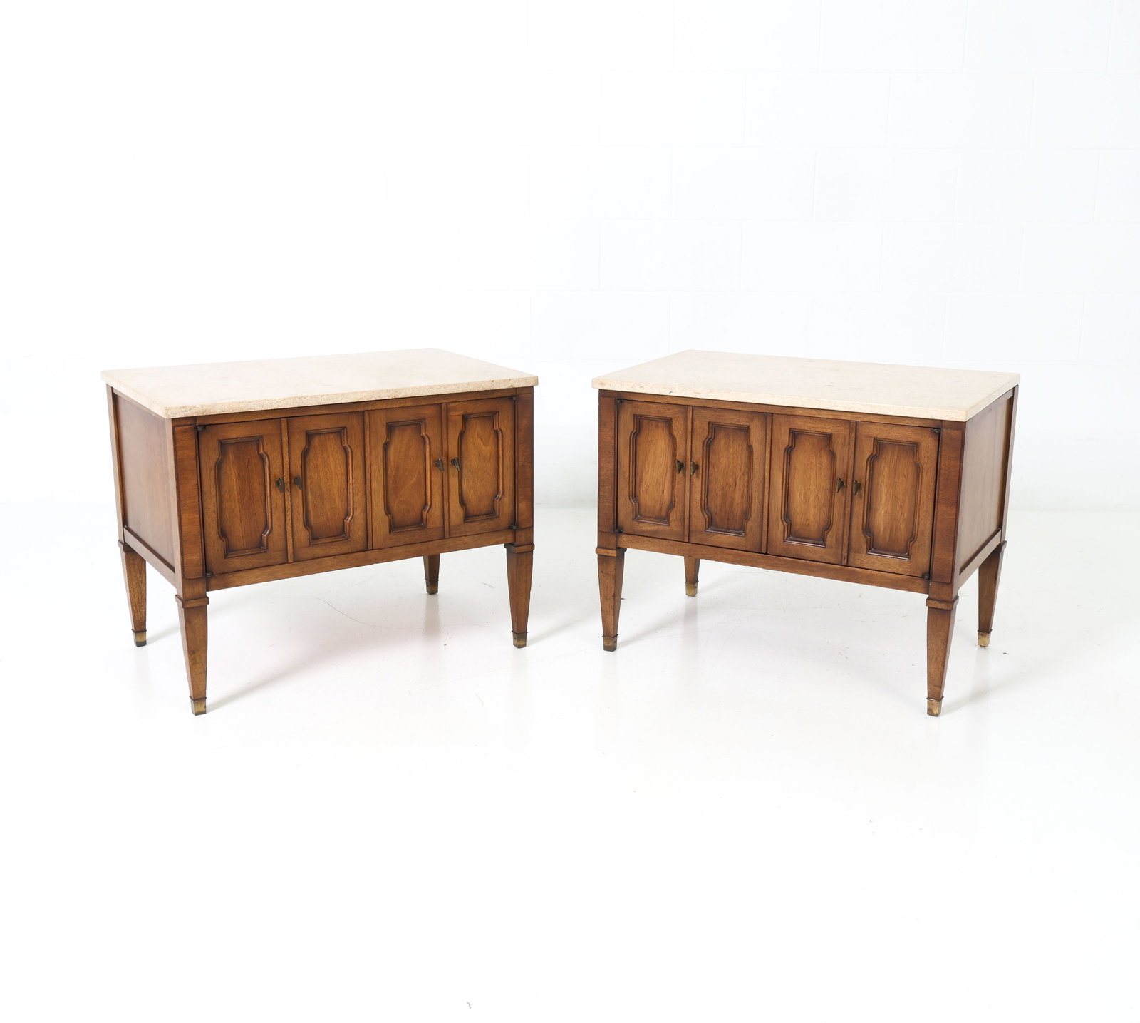 PAIR OF DREXEL TRIUNE MARBLE TOP NIGHT STANDS (1 of 1)