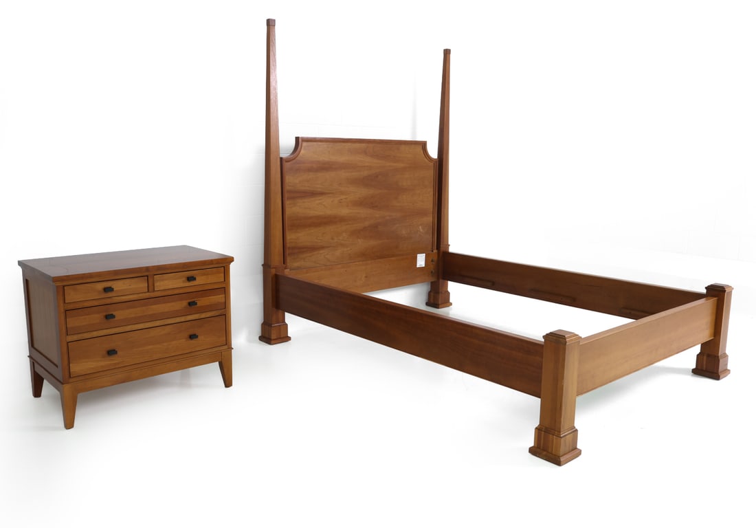 RESTORATION HARDWARE TWIN POSTER BED AND CHEST (1 of 1)