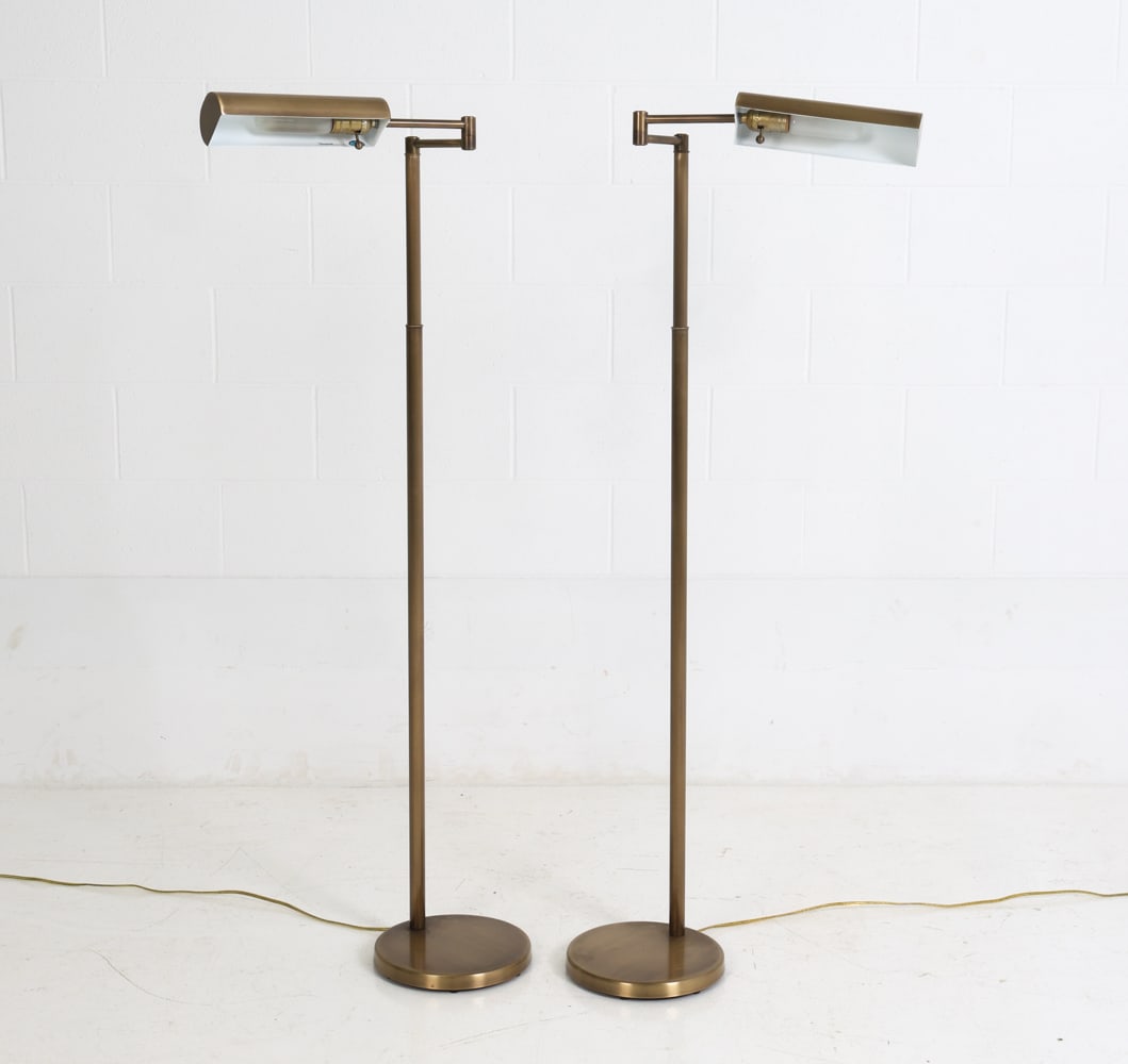 PAIR OF NESSEN BRASS SWING ARM FLOOR LAMPS (1 of 1)