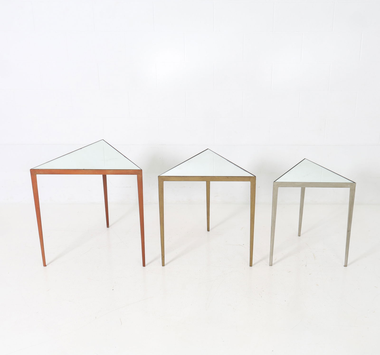 (3) 20TH C. TRIANGLE NESTING TABLES (1 of 1)