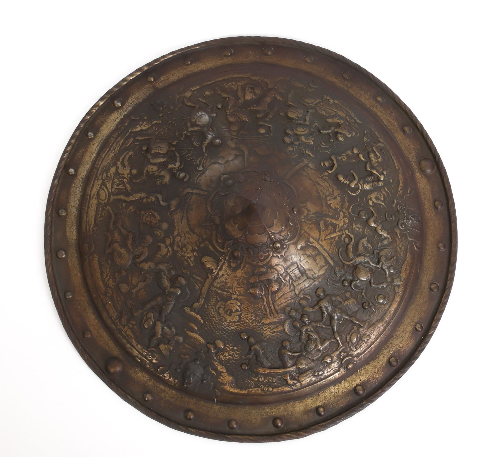 19TH C. ANTIQUE DECORATIVE IRON SHIELD (1 of 1)