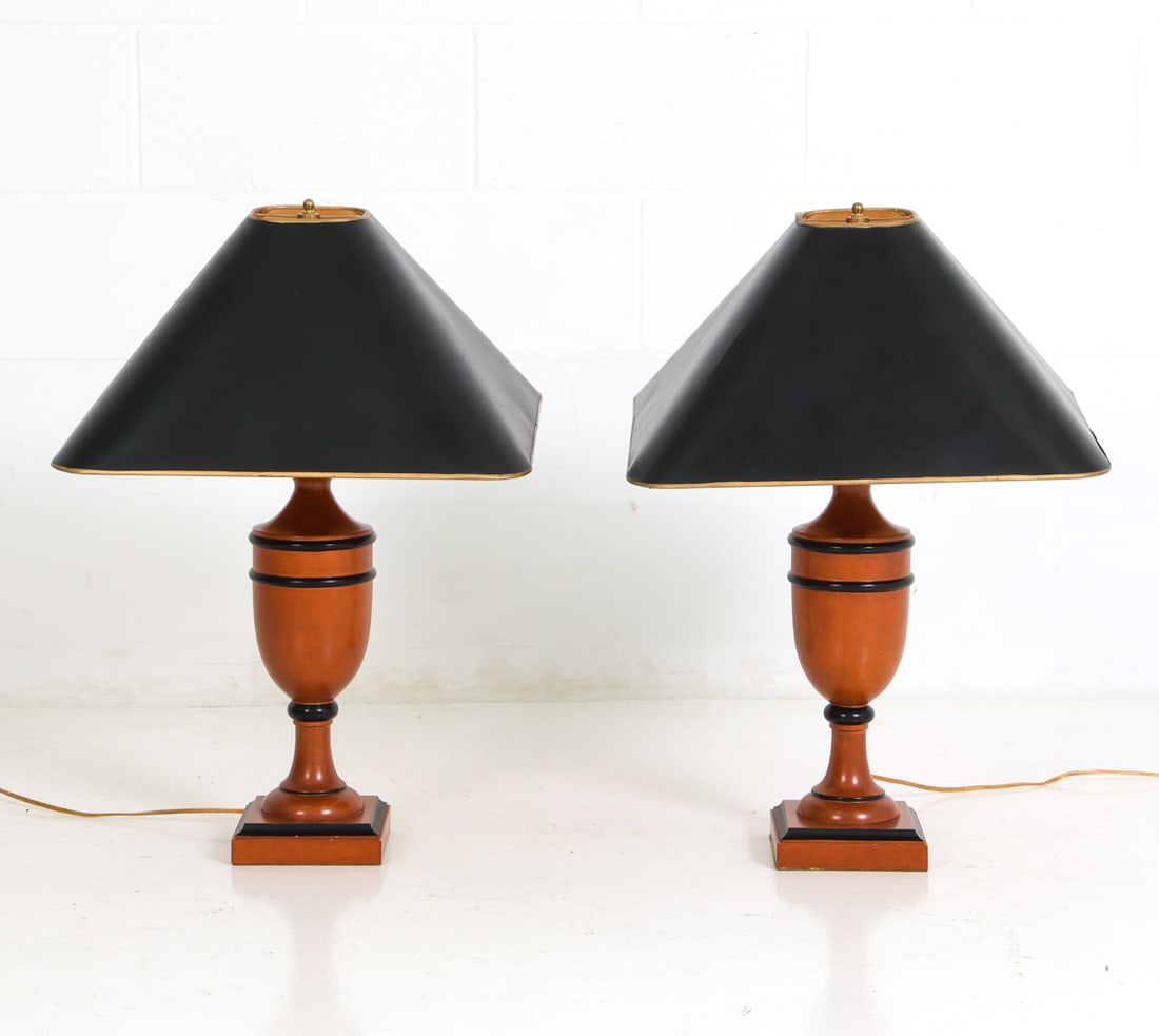 ARROWSMITH TURNED WOOD URN TABLE LAMPS (1 of 1)