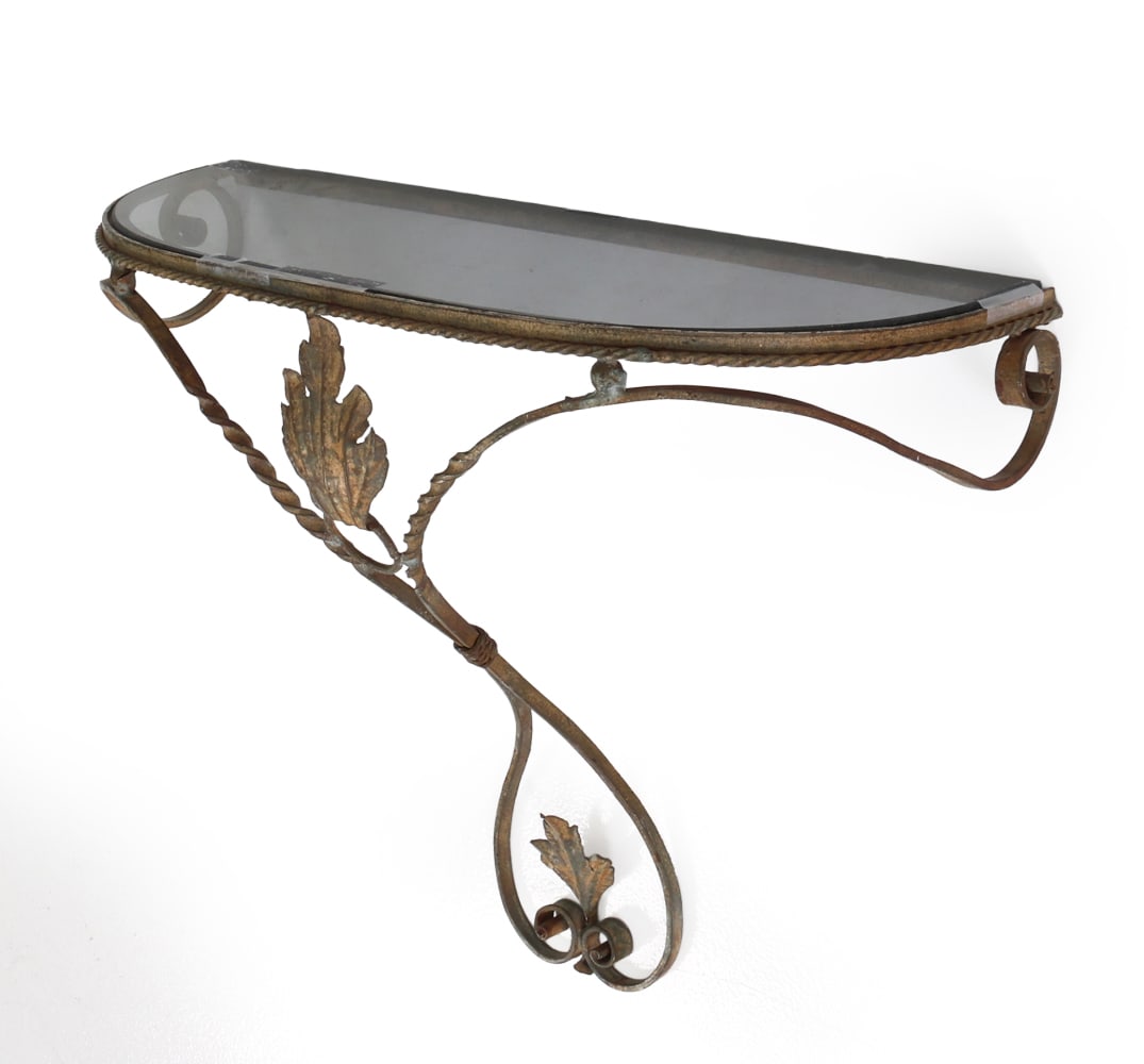 PIER COLLI STYLE IRON & GLASS WALL SHELF (1 of 1)