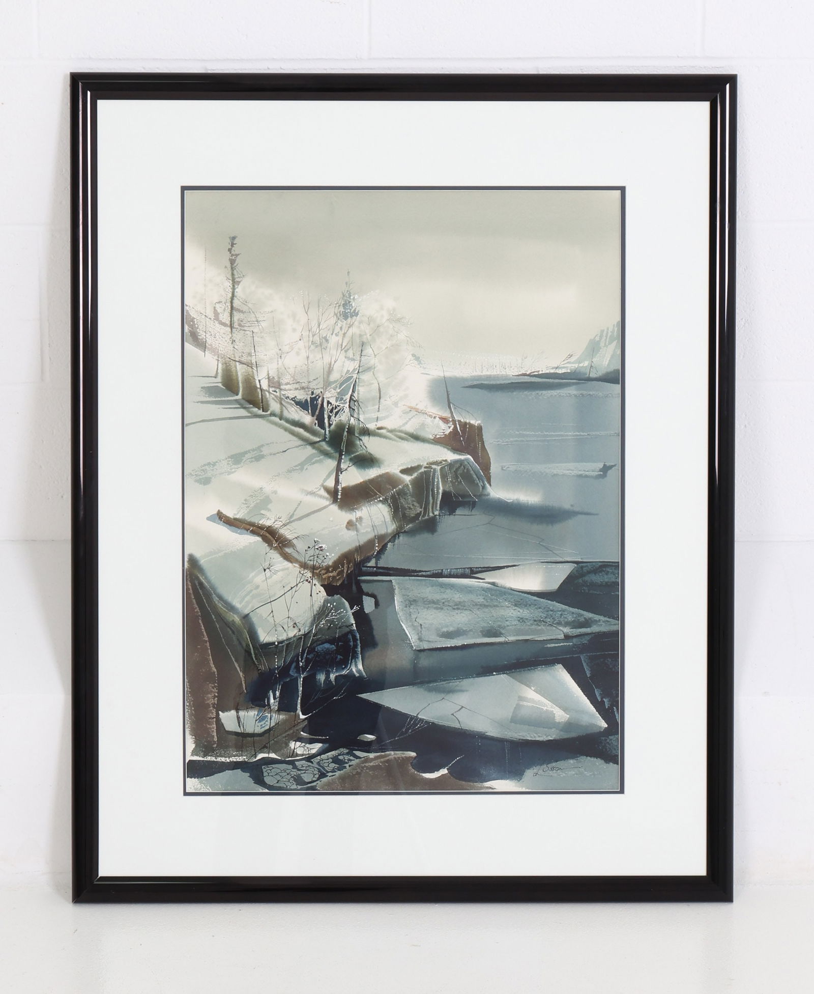 LAURENCE SISSON (1928-2015) WATERCOLOR: Signed "L. Sisson" Bottom left side. Dimensions: (Frame) H 40" x W 32" x (Sight) H 28.75" x W 20.75" Condition: Wear consistent with age and display. Minor buckling to left side.