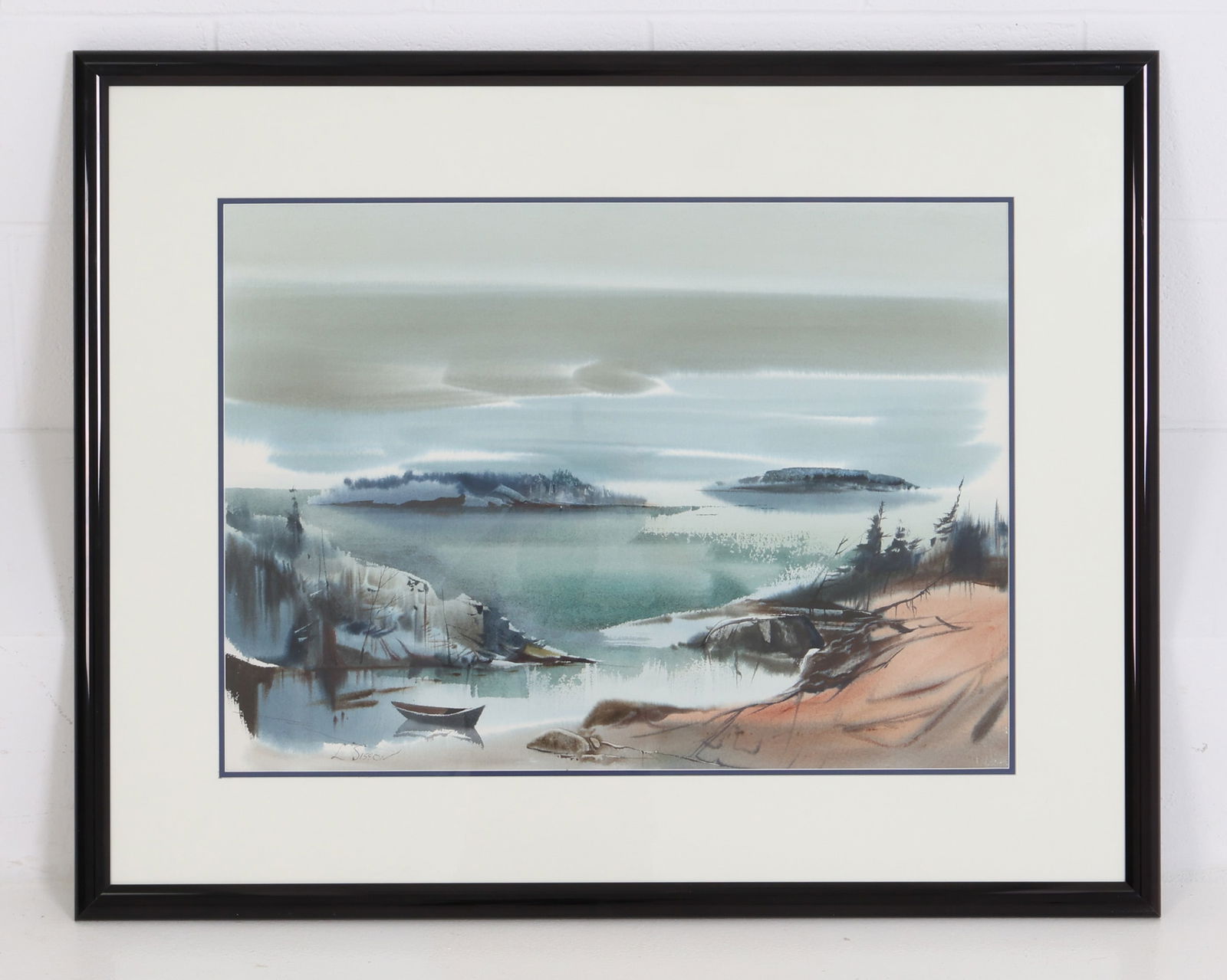 LAURENCE SISSON (1928-2015) WATERCOLOR: Signed "L. Sisson" Bottom left side. Dimensions: (Frame) H 32" x W 40" x (Sight) H 20.75" x W 28.75" Condition: Wear consistent with age and display.