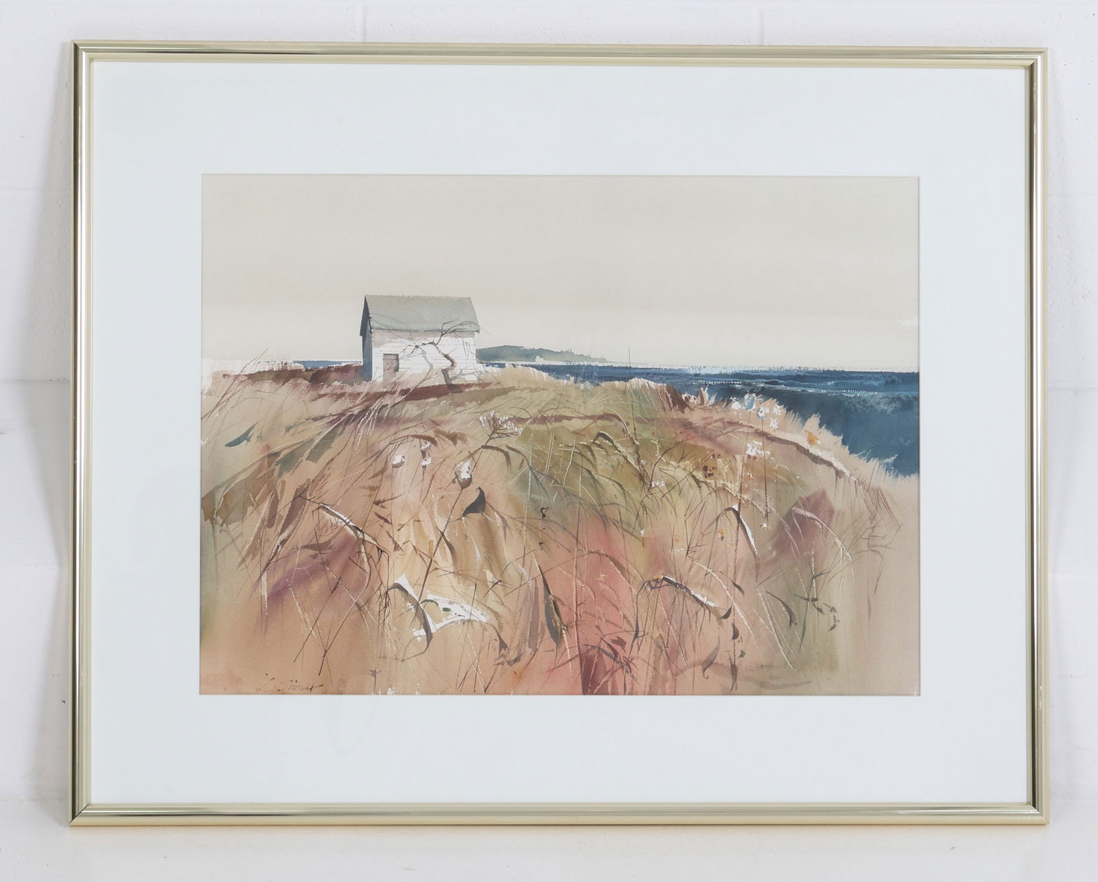 LAURENCE SISSON (1928-2015) WATERCOLOR: Signed "L. Sisson" Bottom left side. Dimensions: (Frame) H 31.5" x W 39" x (Sight) H 20.75" x W 28.75" Condition: Wear consistent with age and display. Minor buckling to surface.
