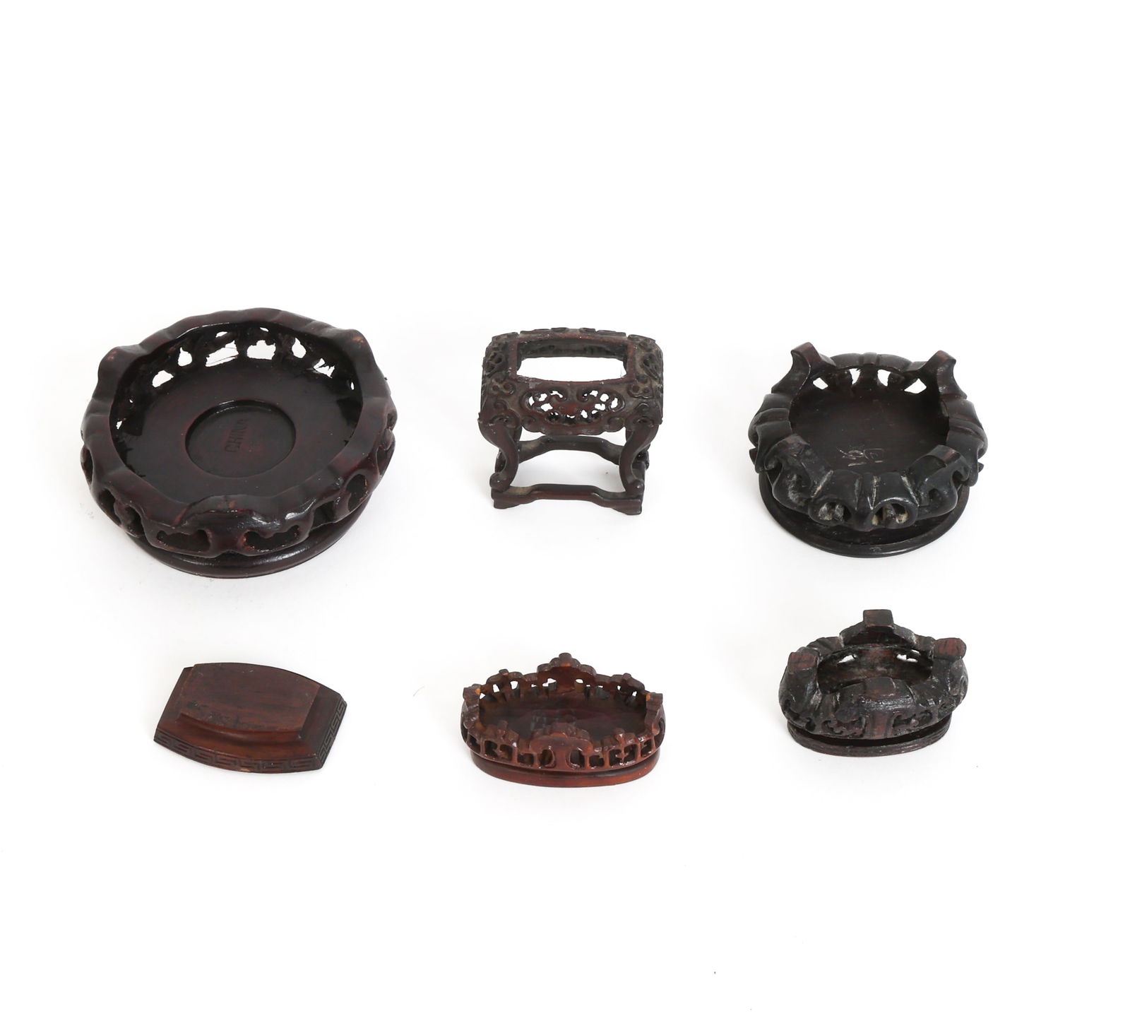 ANTIQUE CHINESE CARVED WOOD MINIATURE STANDS (1 of 1)