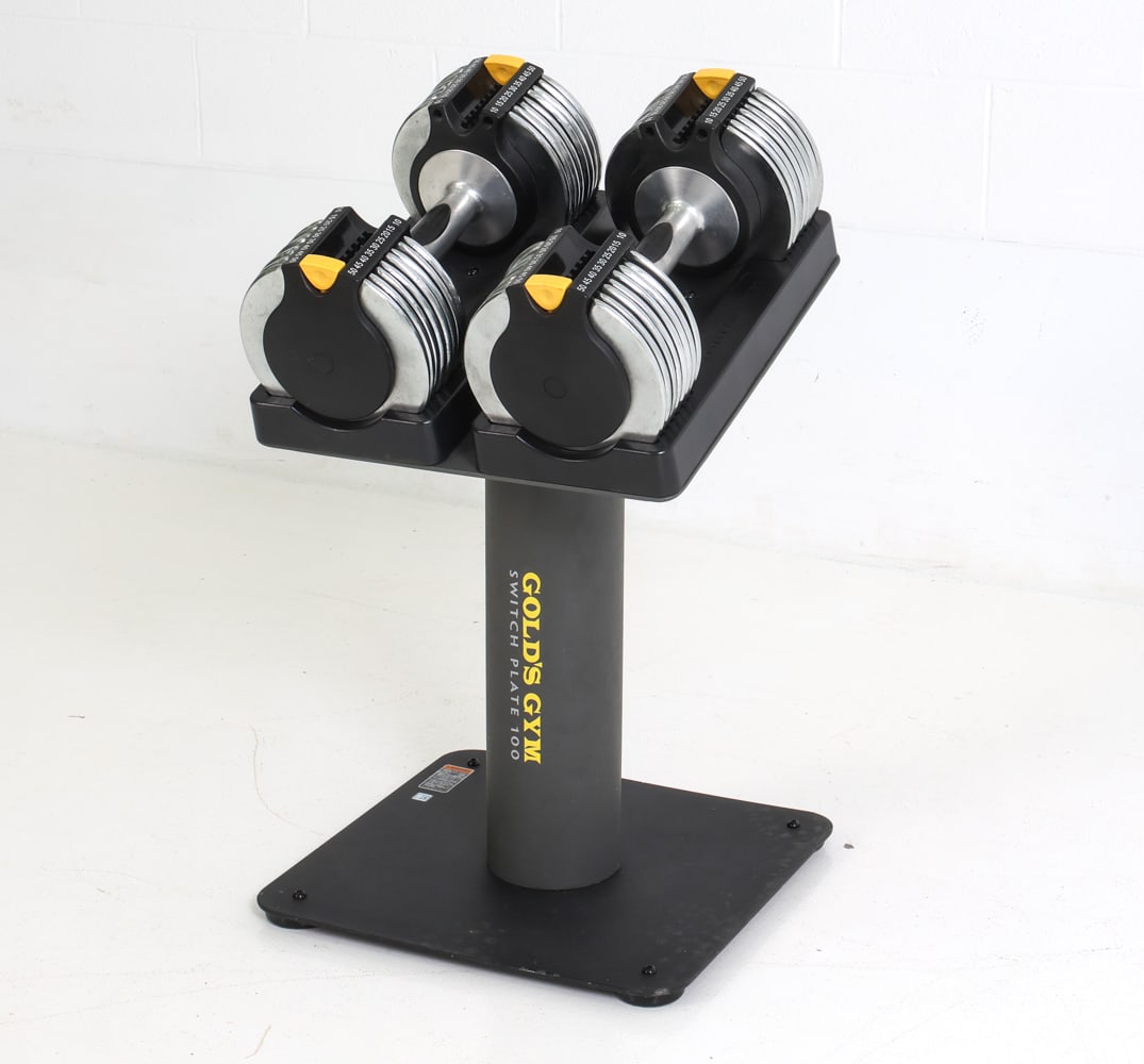 GOLDS GYM SWITCH PLATE 100 ADJUSTABLE DUMBBELL SET (1 of 1)