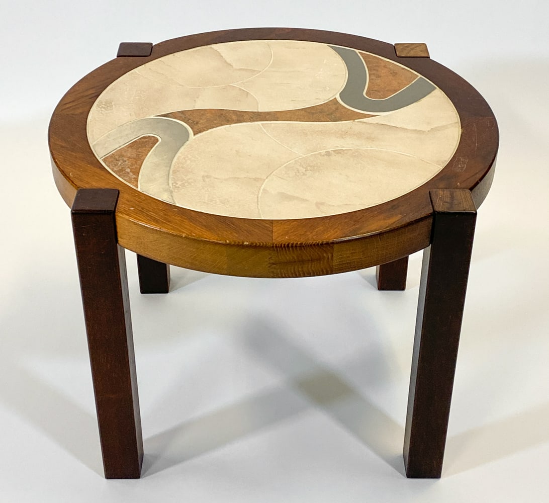 TUE POULSEN FOR HASLEV OAK & CERAMIC SIDE TABLE (1 of 1)