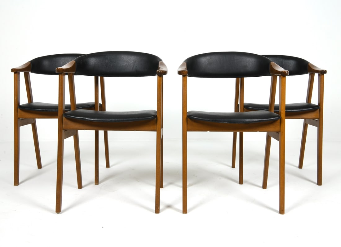 (4) SAX MOBLER DANISH TEAK & LEATHER DINING CHAIRS (1 of 1)