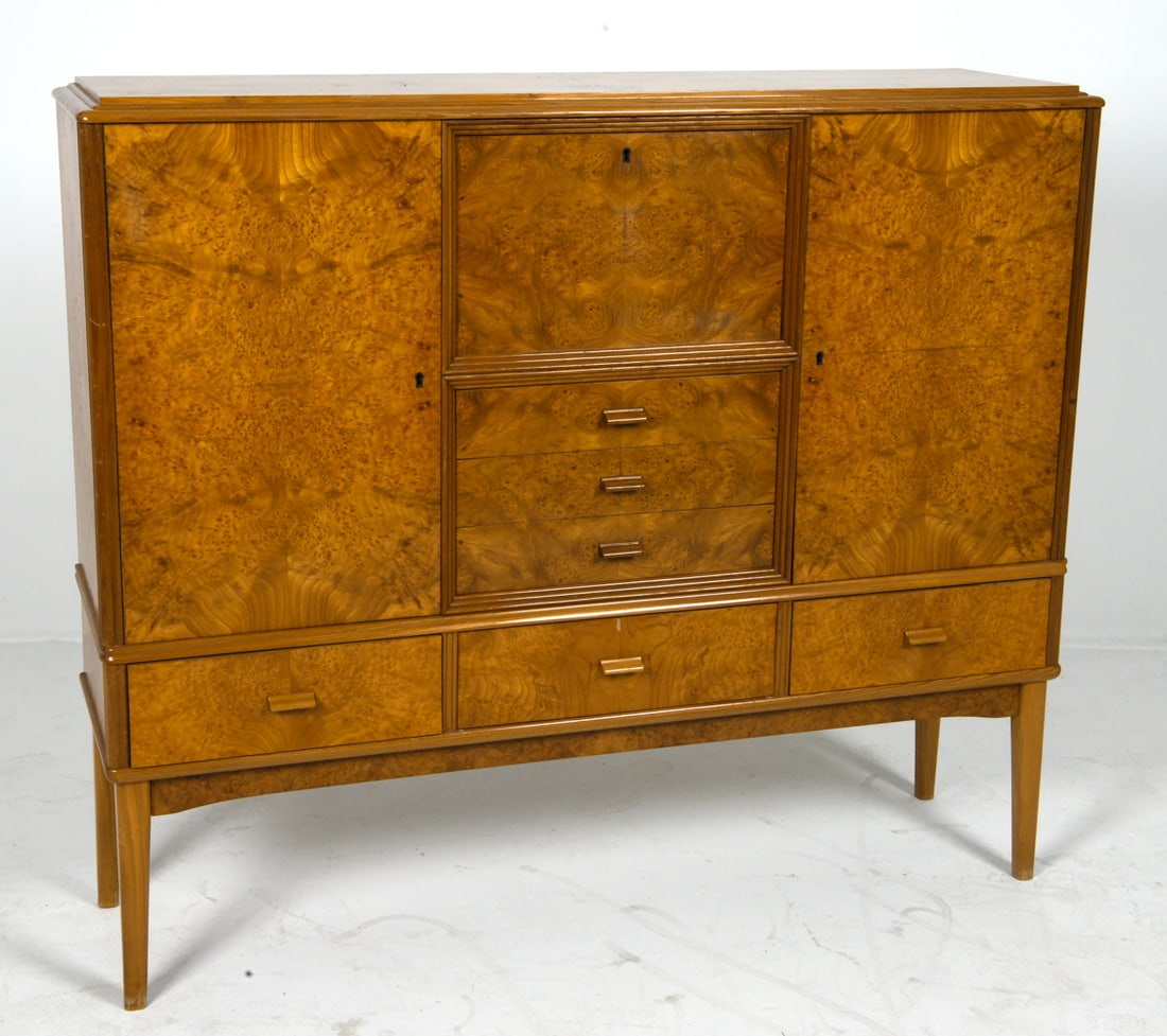STYLE OF BODAFORS SWEDISH BURL BIRCH SIDEBOARD (1 of 1)