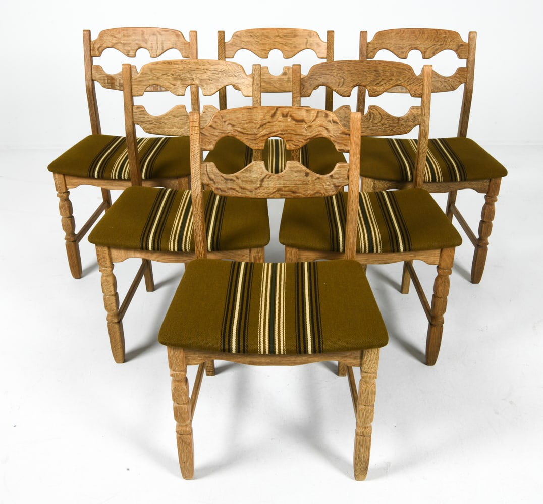 (6) HENNING KJAERNULF RAZORBLADE OAK DINING CHAIRS (1 of 1)