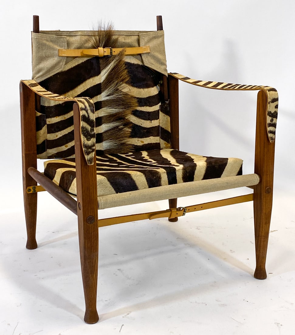 KAARE KLINT ZEBRA HIDE SAFARI CHAIR W/ DESIGN ART (1 of 19)