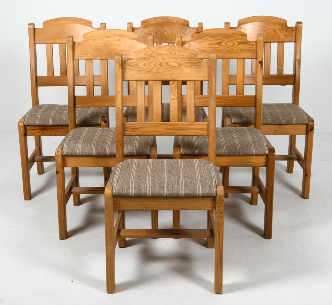(6) DANISH PINE DINING CHAIRS C. 1970S (1 of 17)