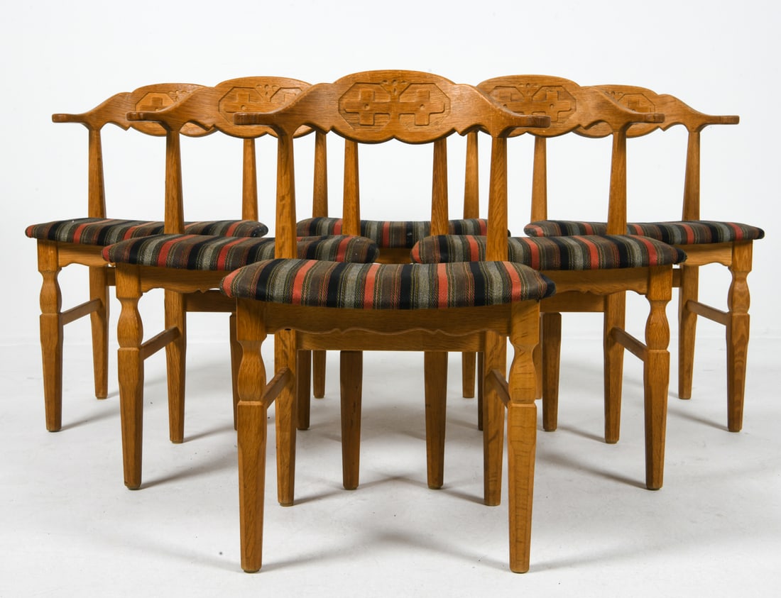 (6) HENNING KJAERNULF OAK DINING CHAIRS C. 1970S (1 of 20)