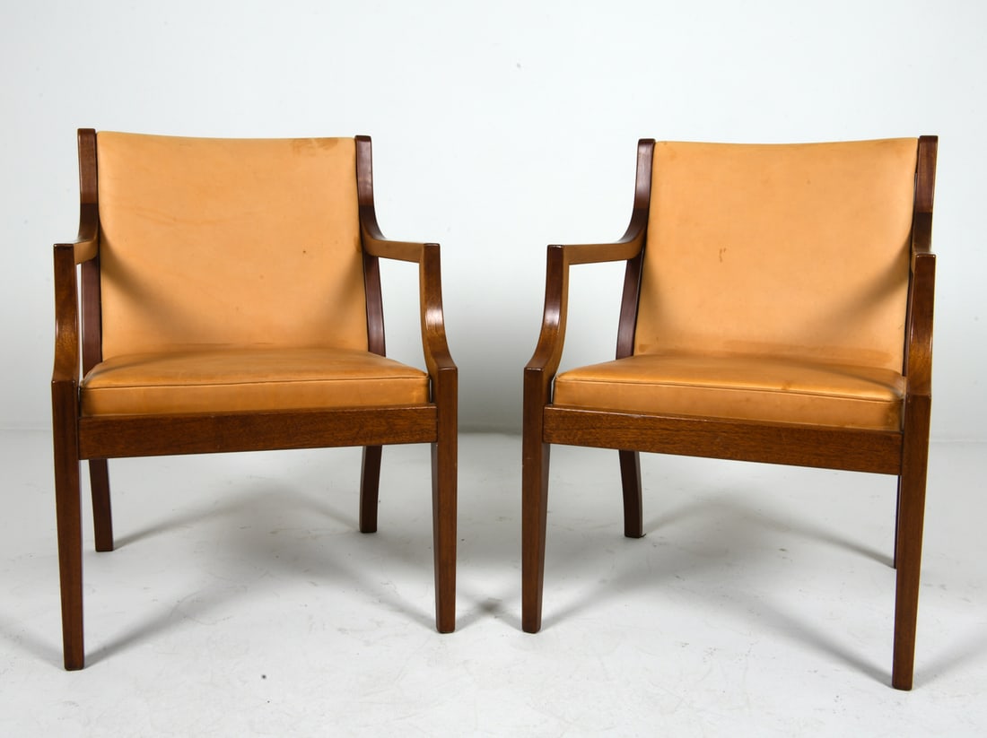 PAIR OLE WANSCHER STYLE DANISH LEATHER ARMCHAIRS (1 of 1)