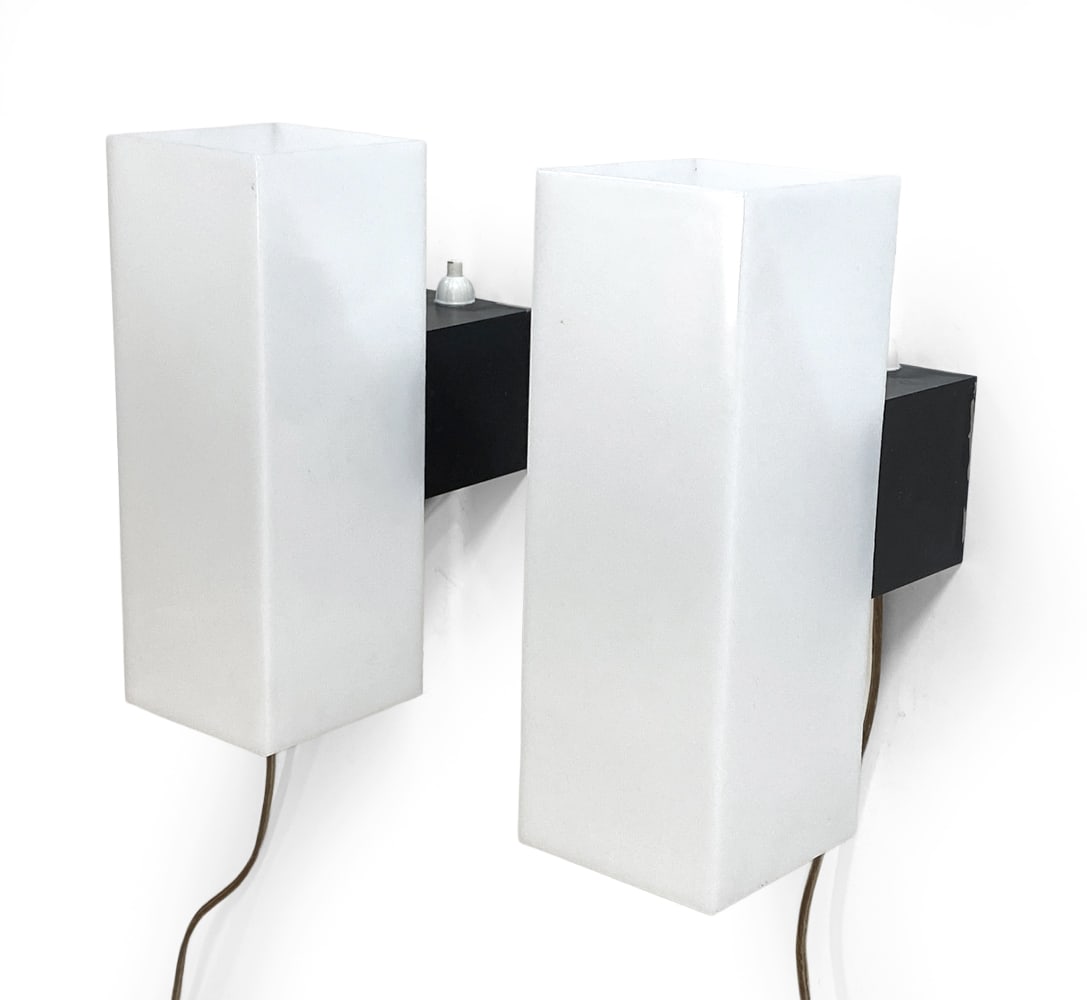 PAIR OF FAGERHULT ACRYLIC SHADE WALL SCONCES (1 of 1)