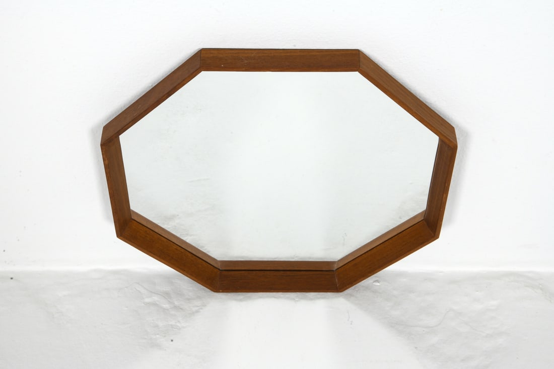 DANISH TEAK OCTAGONAL MIRROR C. 1970S - 10