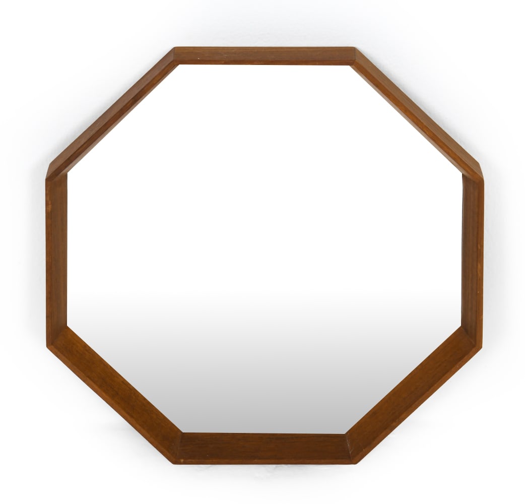 DANISH TEAK OCTAGONAL MIRROR C. 1970S (1 of 10)