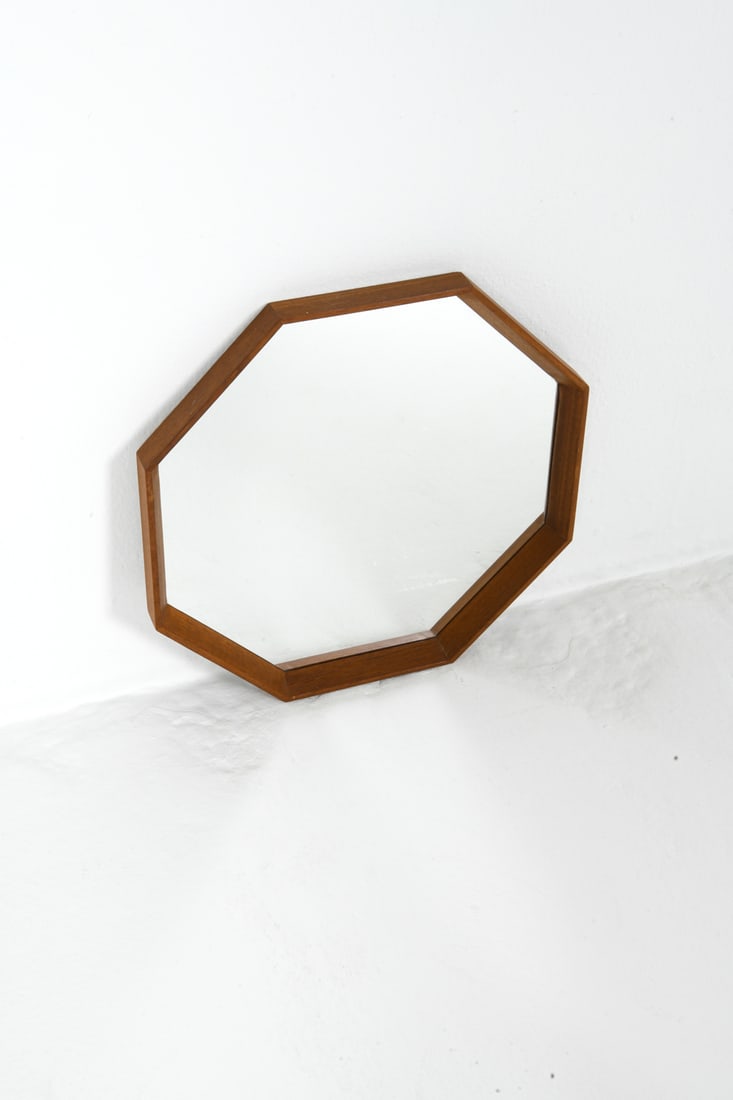 DANISH TEAK OCTAGONAL MIRROR C. 1970S - 3
