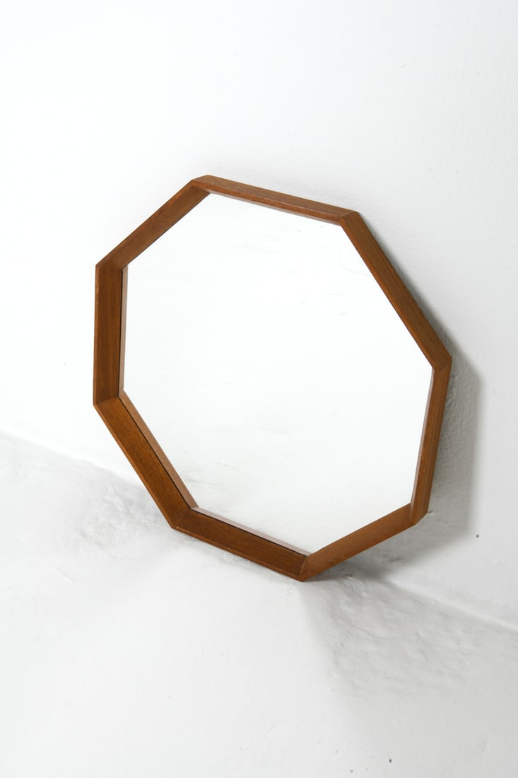 DANISH TEAK OCTAGONAL MIRROR C. 1970S - 4