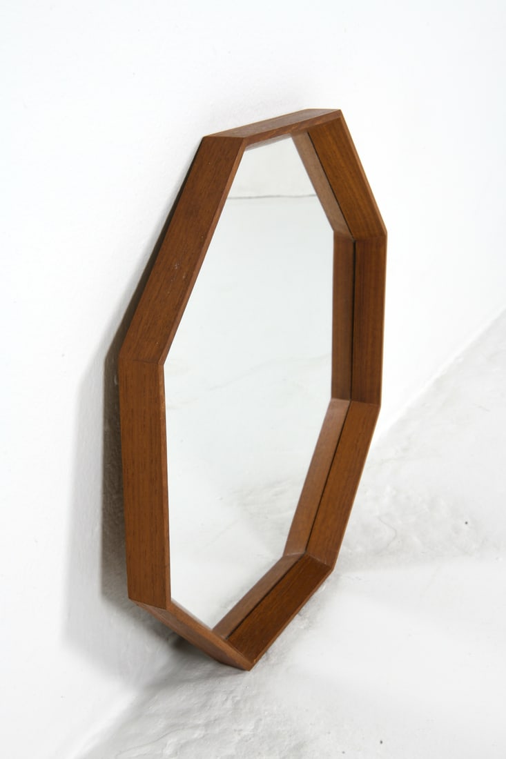 DANISH TEAK OCTAGONAL MIRROR C. 1970S - 6