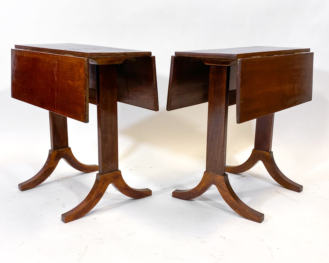 PAIR DUNCAN PHYFE STYLE MAHOGANY DROP-LEAF TABLES (1 of 1)
