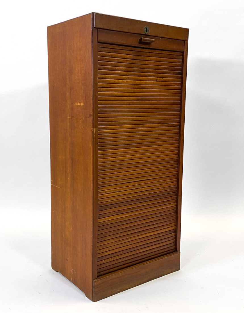 DANISH TEAK TAMBOUR FILING CABINET C. 1960S (1 of 12)