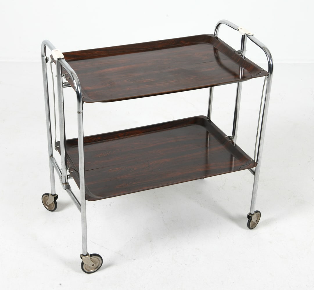 FRENCH CHROME FOLDING BAR CART C. 1970S (1 of 1)
