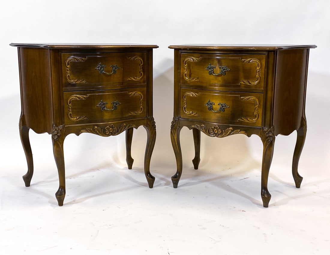 PAIR OF FRENCH LOUIS XV STYLE MAHOGANY SIDE CHESTS (1 of 1)