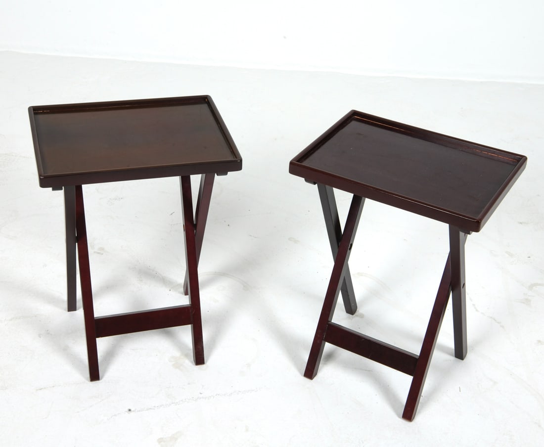 PAIR OF SCANDINAVIAN BEECH TRAY SIDE TABLES (1 of 12)