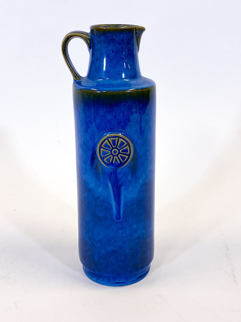 SOHOLM STENTOJ DANISH CERAMIC VASE C. 1970S: Signed underneath. Dimensions: H 12.5" x Dia. 4". Condition: Minor scuffs, wear consistent with age and use.