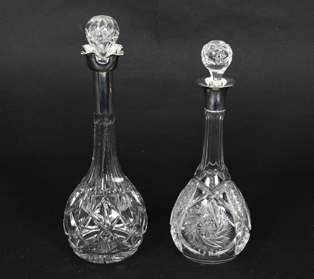 DANISH CRYSTAL SILVER PLATED DECANTER GROUPING (1 of 1)