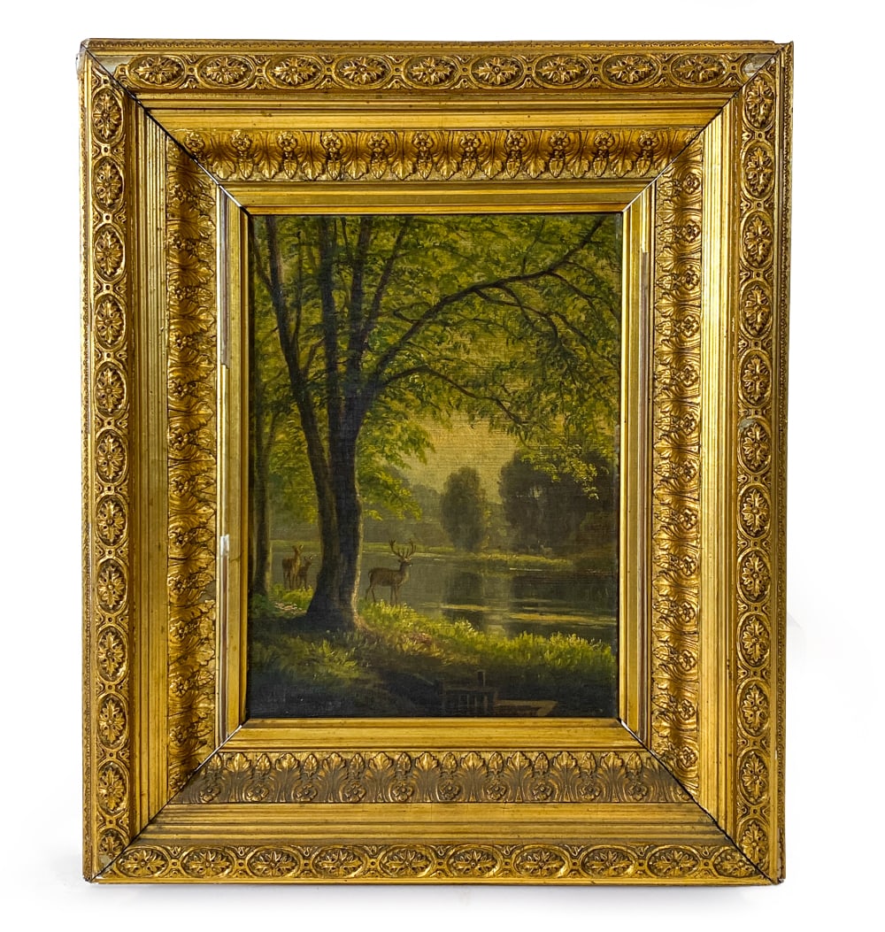 ANTIQUE DANISH WOODLAND LANDSCAPE O/C (1 of 1)
