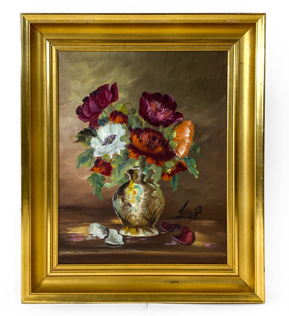 DANISH STILL LIFE FLOWERS O/C (1 of 1)