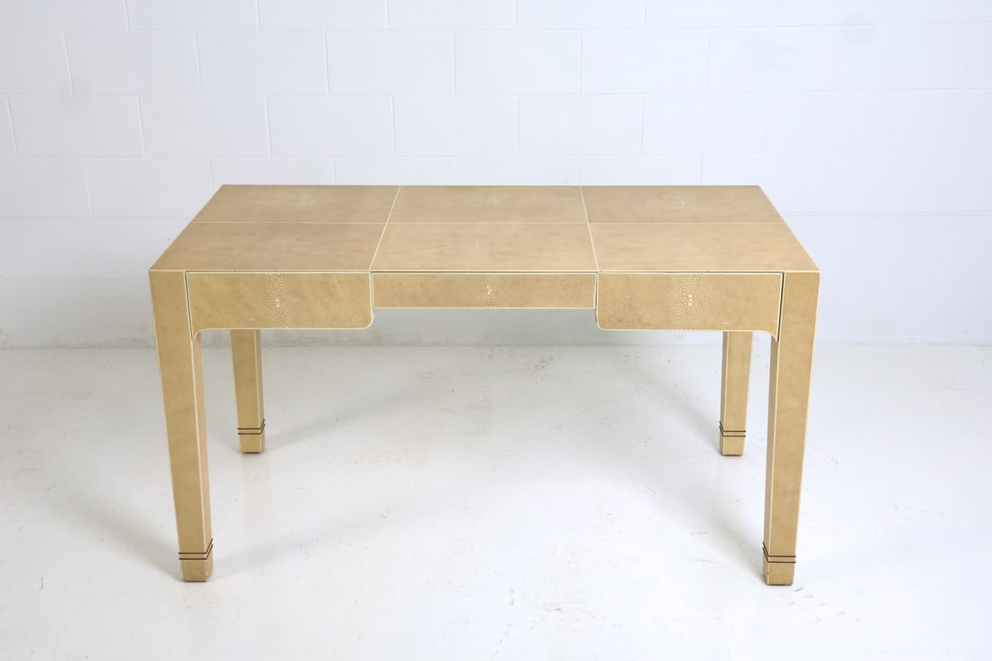 KARL SPRINGER STYLE SHAGREEN PATTERN DESK TABLE - 4
