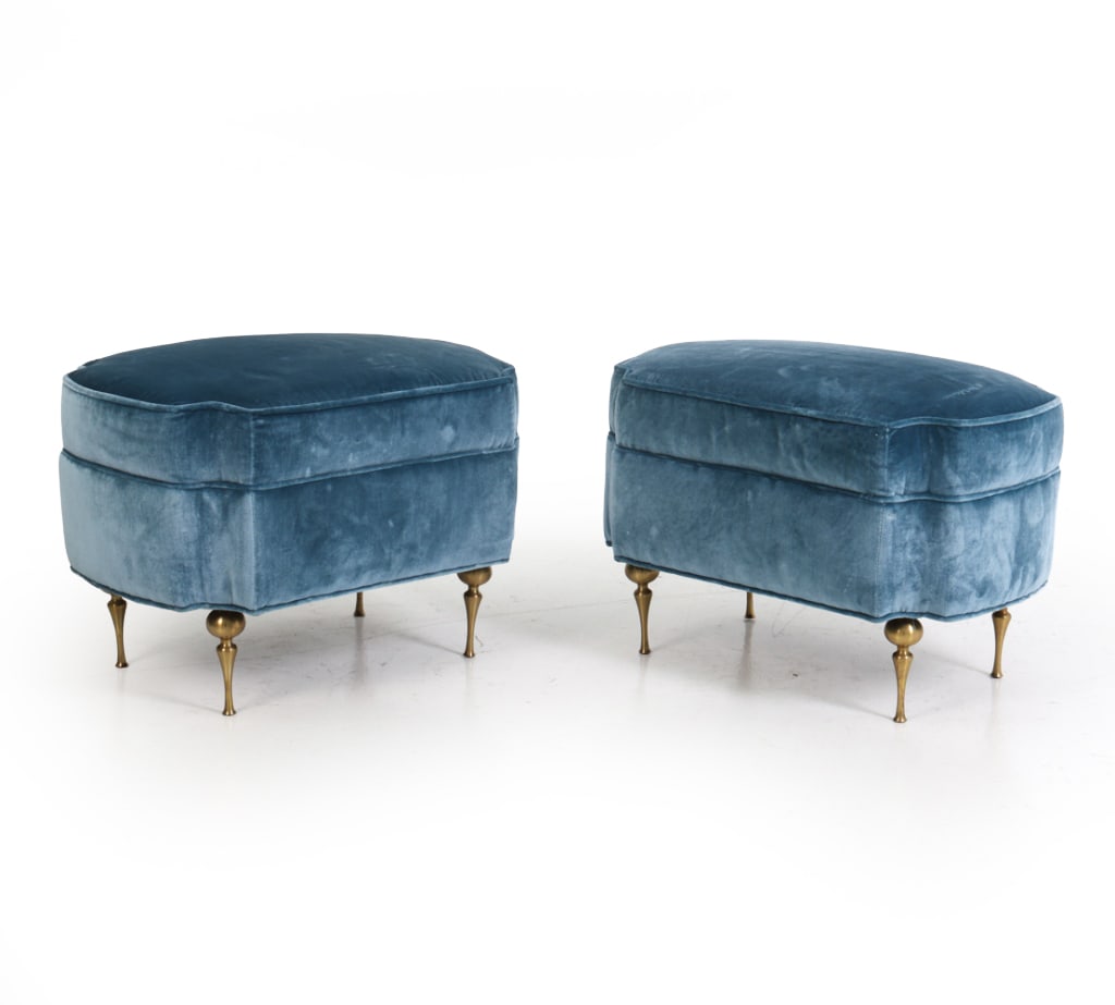 PAIR OF JULES LELEU STYLE VELVET OTTOMANS (1 of 14)