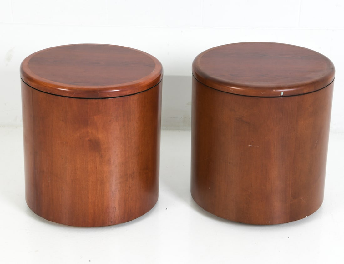 PAIR OF MODERN DRUM SIDE TABLES (1 of 6)