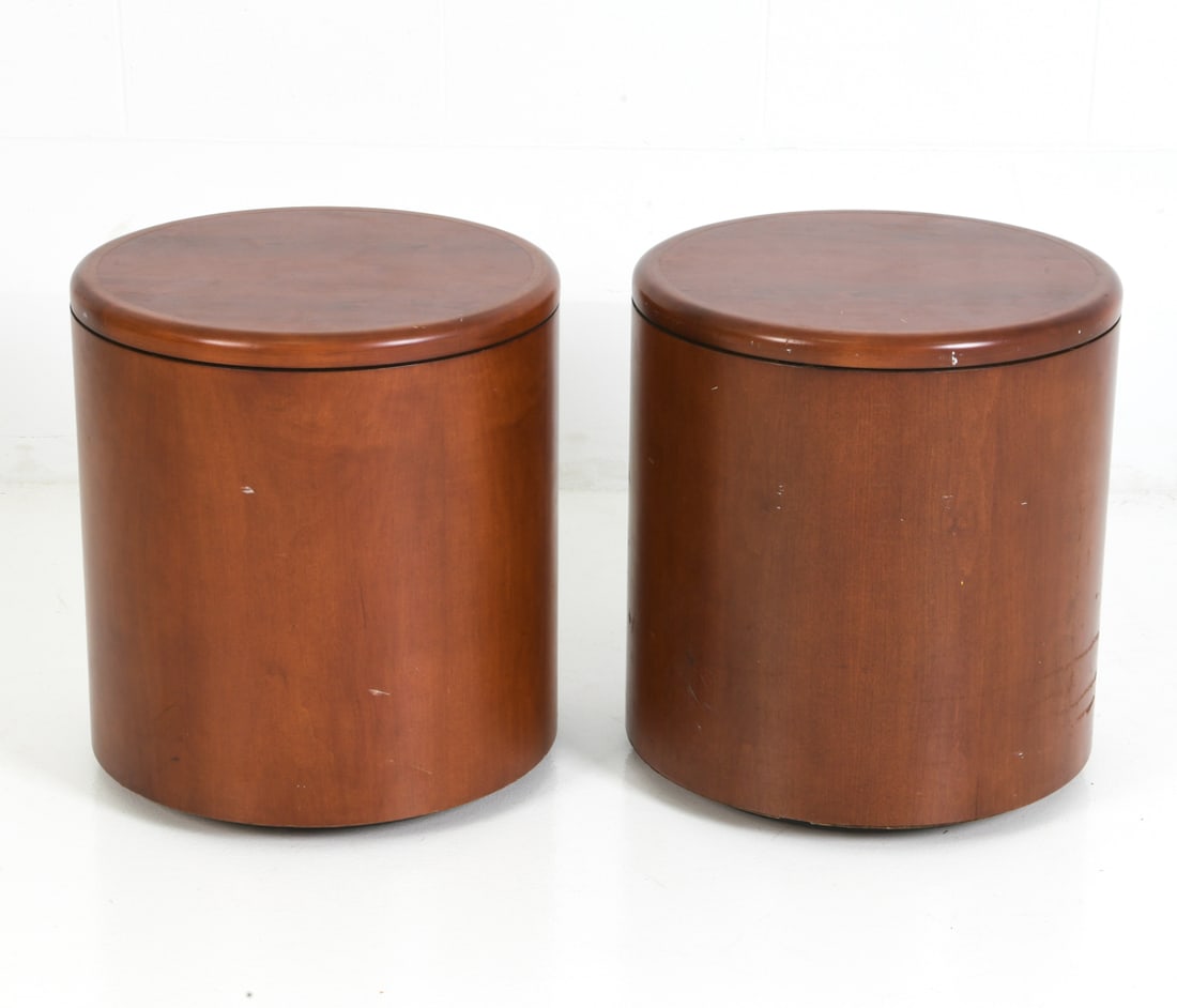 PAIR OF MODERN DRUM SIDE TABLES (1 of 6)