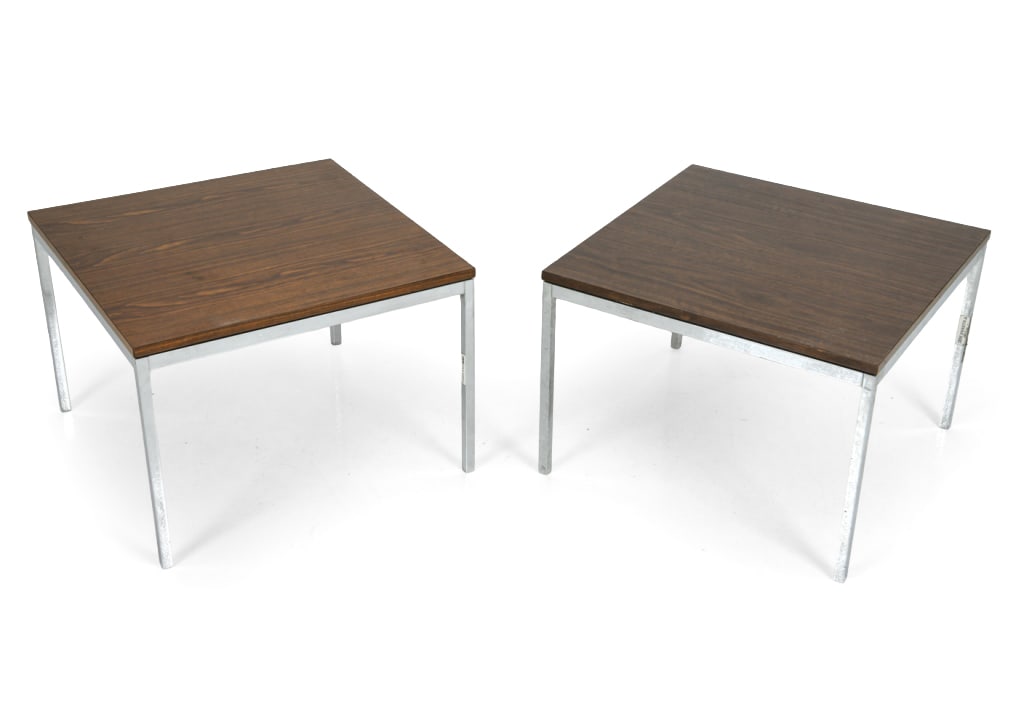 FLORENCE KNOLL WALNUT & CHROME TABLES IBM (1 of 11)