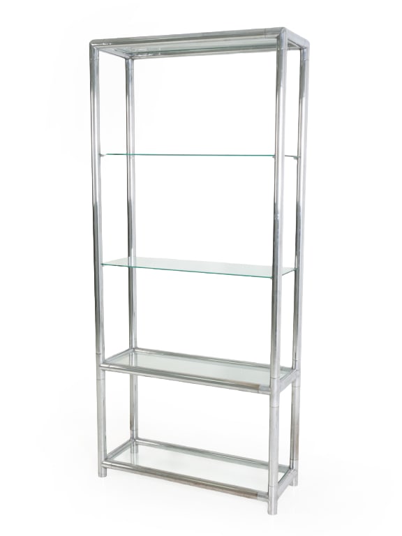 STYLE OF JOHN MASCHERONI CHROME & GLASS ETAGERE (1 of 17)