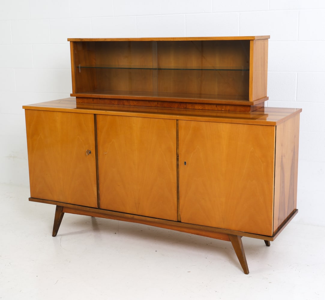 LODZKIE POLISH WALNUT SIDEBOARD CABINET C. 1970S (1 of 19)