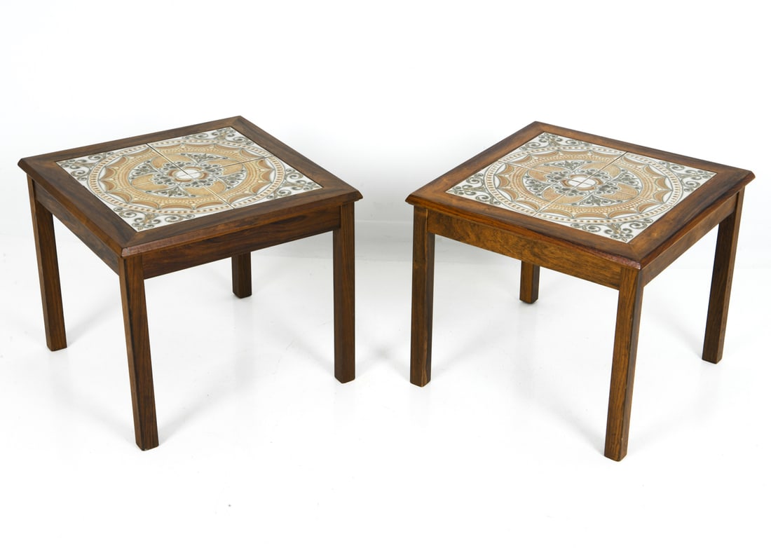 PAIR OF DANISH ROSEWOOD & TILE SIDE TABLES C.1970S (1 of 12)