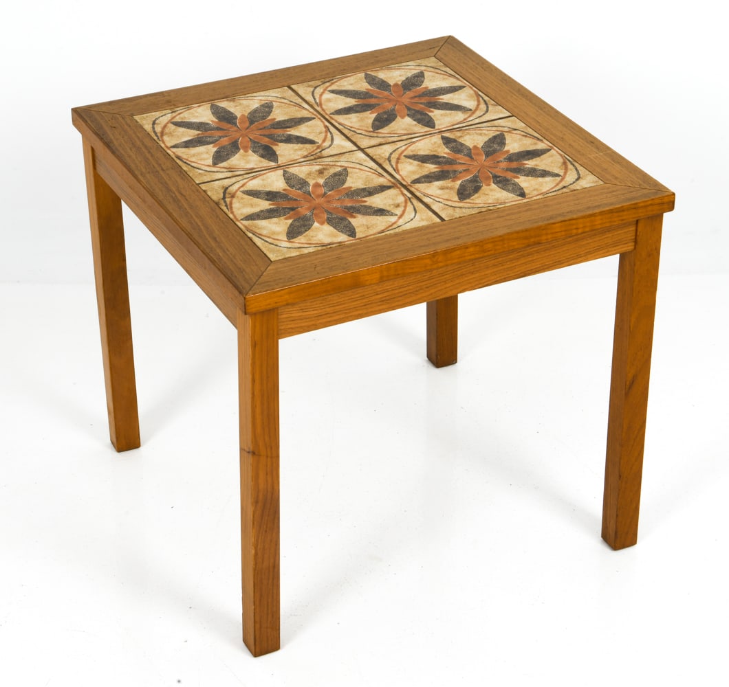 ATTR. TOFTEN DANISH BEECH & TILE SIDE TABLE 1970S (1 of 12)