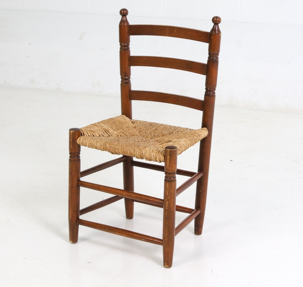 DUTCH OAK & RUSH CHILD'S CHAIR C. 1940S (1 of 15)