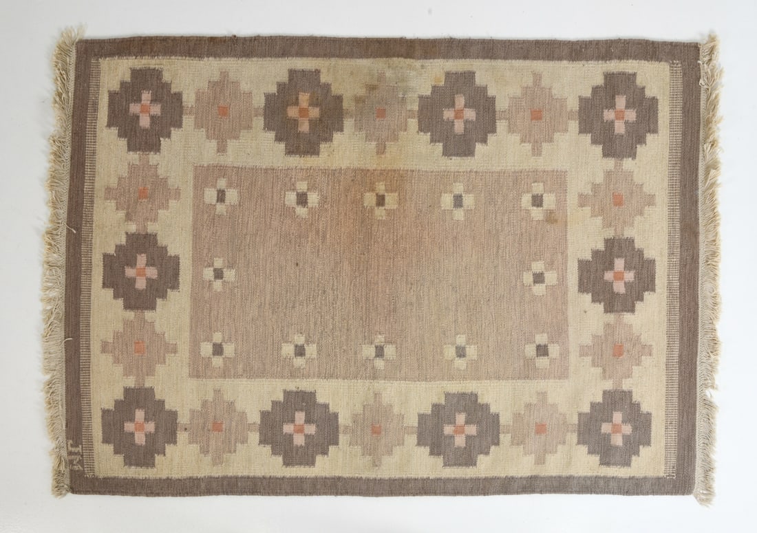 SWEDISH ROLLAKAN FLATWEAVE WOOL RUG C. 1960S (1 of 8)