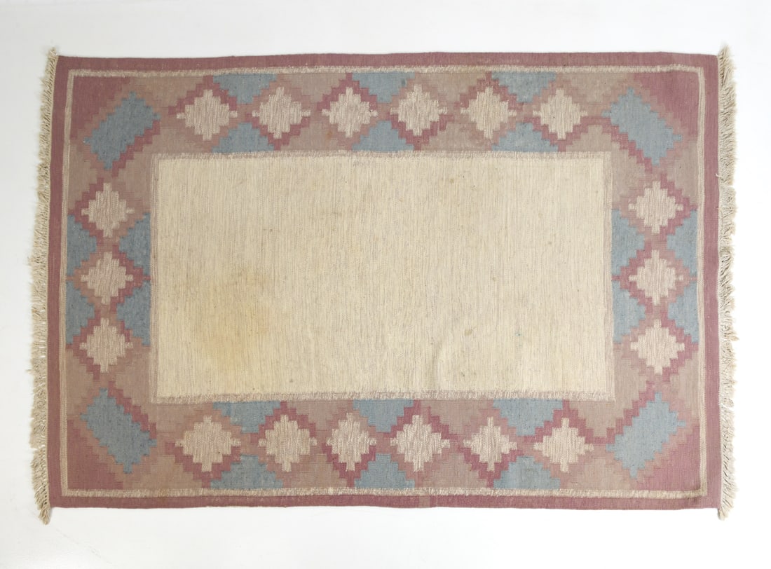 SWEDISH ROLLAKAN FLATWEAVE WOOL RUG C. 1960S (1 of 7)