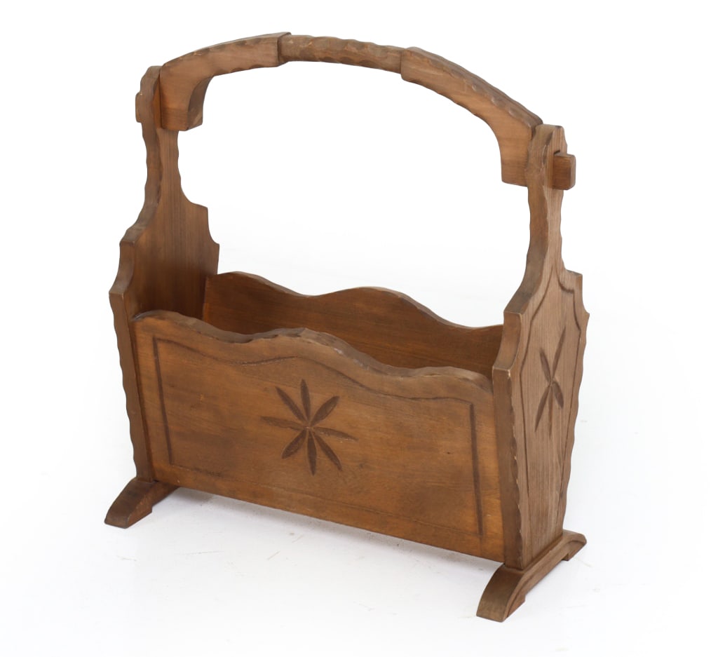 POLISH OAK MAGAZINE RACK C. 1970S (1 of 14)